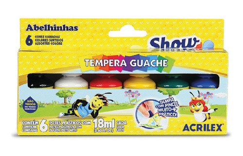 Tempera Guache Acrilex De 18 Ml X 6 Colores 0