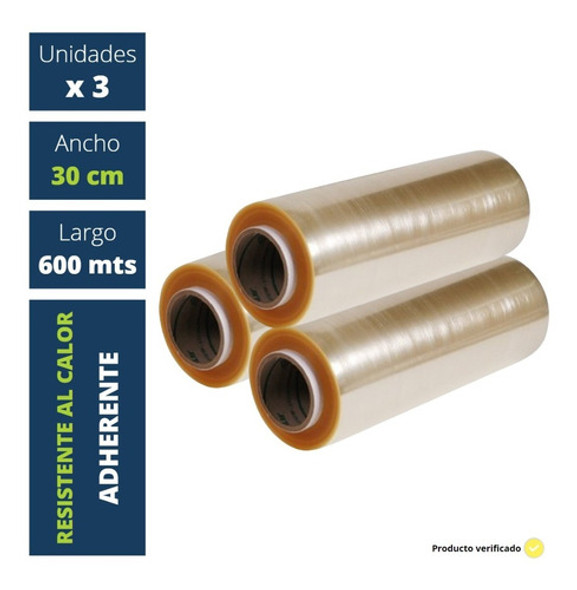 3 Rollo Film Gastronómico 30x600 Cocina Pvc Alimentos Adher 0 3 Rollo Film Gastronómico 30x600 Cocina Pvc Alimentos Adher 0