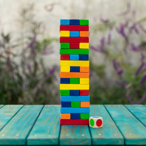 Torre De Colores De Madera Juego Habilidad Ingenio 54 Piezas 1