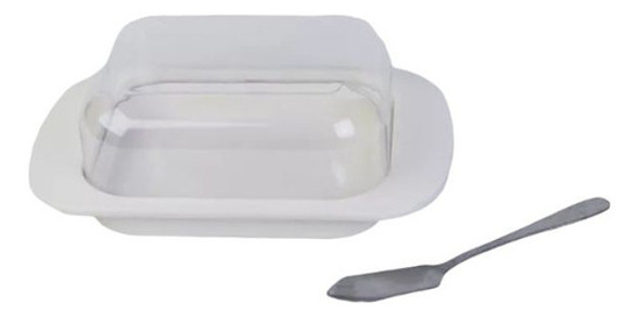 Mantequera De Plástico Con Tapa Transparente + Untador 0 Mantequera De Plástico Con Tapa Transparente + Untador 0