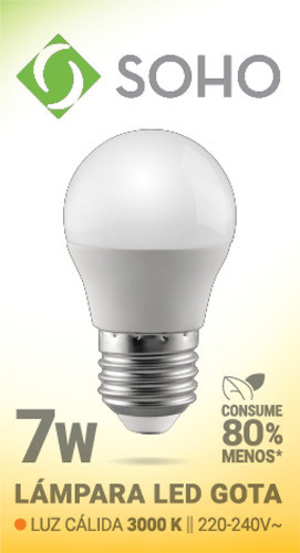 Lampara Soho Gota Led E27 7w Calida X 10 Unidades 0