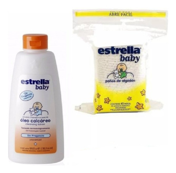 Combo Bebe: Óleo Calcáreo + Paños Algodon Estrella Baby 0