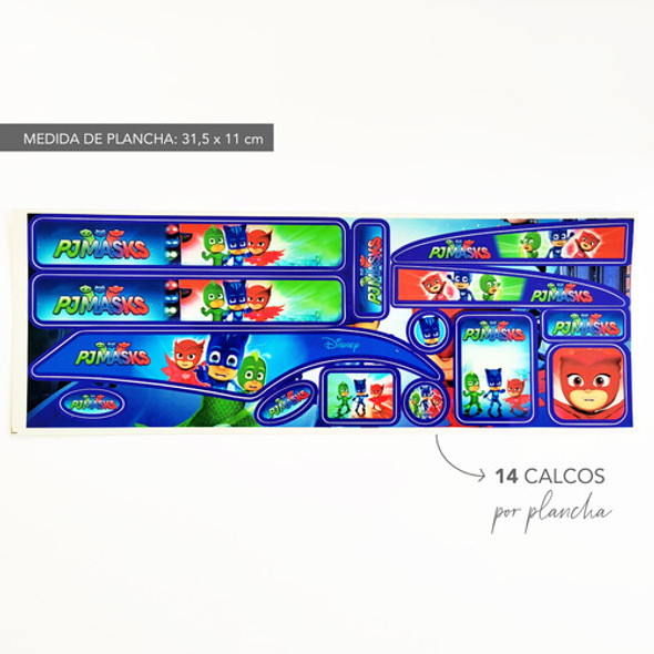Plancha Kit De Calcomanías Para Bicicletas Similar Pjmask 1