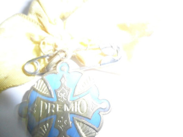 Medalla Medallita Premio Cruz Dorada  Cinta Moño Amarillo 1