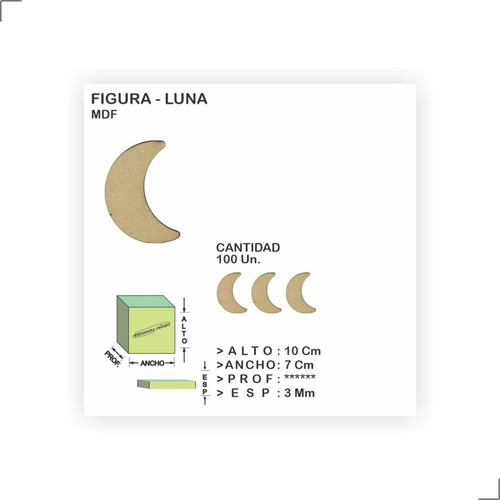 Figura Luna Mdf Fibrofacil Laser 10 Cm 3 Mm - 100 Un 0
