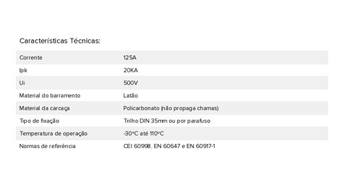 Kit C/2 Bloco Distribuicao 11 Furos 125a Azul 4 Barramentos 1