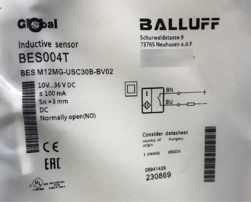Indutivo Balluff M12 2 Fio 3mm Bes M12mg-usc30b-bv02 Bes004 1