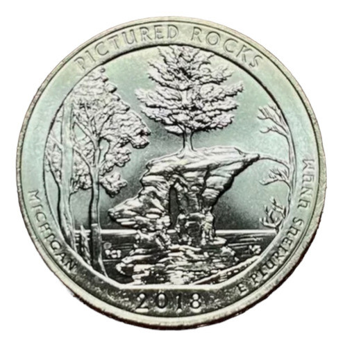 Moneda 1/4 Dólar Estados Unidos 2018 D Uc 100 Pictured Rocks 0
