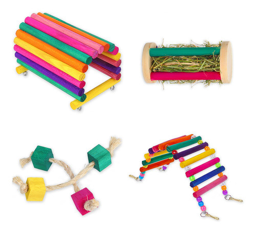 Super Kit Roedor 4 Peças Brinquedo Toca Ponte Porta Feno 0