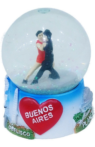 Souvenir Buenos Aires, Bola Nieve Pareja Baila Tango 8x 7 Cm 1