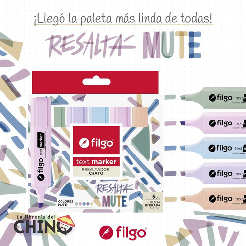 Resaltadores X5u Filgo Text Marker Pastel Mute Novedad 2023 1