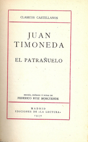 El Patrañuelo - Juan Timoneda - Ediciones De La Lectura 0