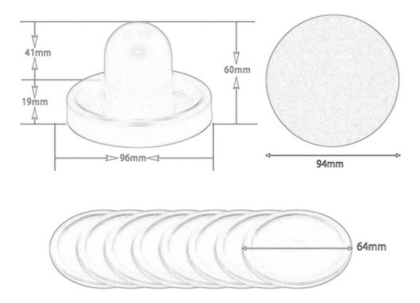 Empurradores De Air Hockey E Discos De 2 Empurradores Pretos 1