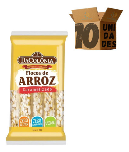 Kit 10 Flocos De Arroz Caramelizado Dacolônia 100g 0