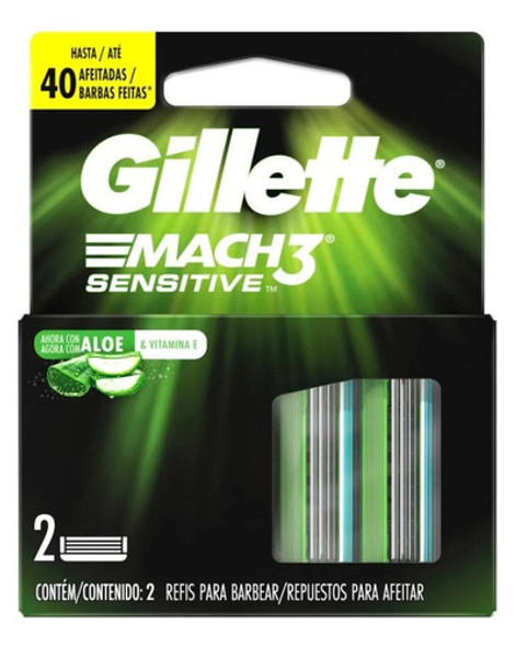 Repuesto Mach3 Sensitive Aloe X 2 Unidades Gillette 0
