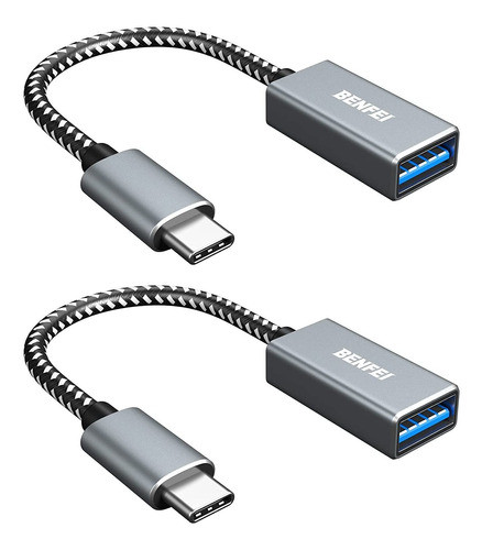 Cable Adaptador Usb-c A Usb 3.0  | 2 Piezas / Gris Trenzado 0