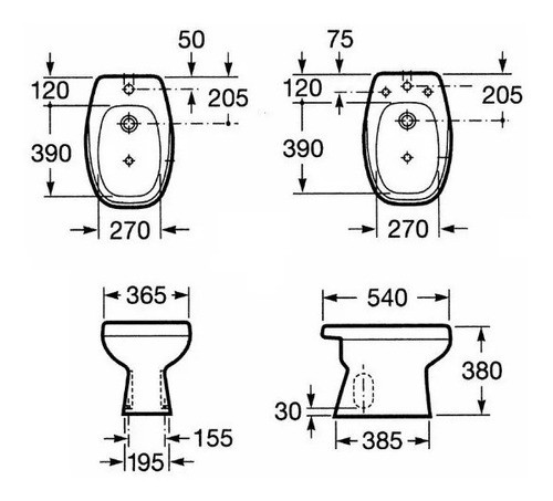 Combo Roca Monaco Inodoro Corto + Bidet 1