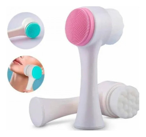 Cepillo Limpieza Facial Exfoliante Doble Cara Manual Masaje 0