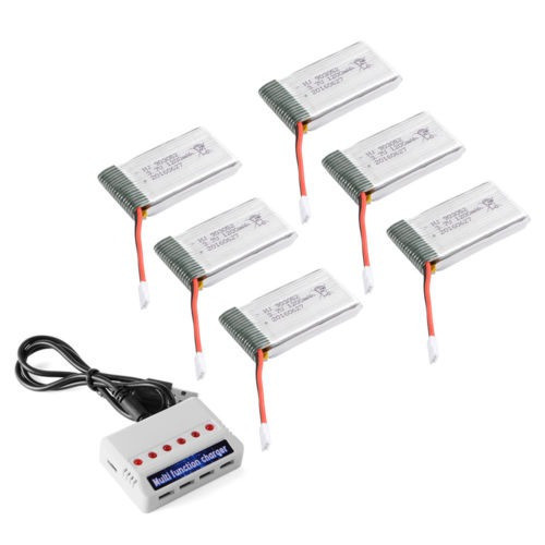 6 X 3.7v 1200mah 25c Lipo Batería + Cargador De 6 Puertos Pa 0