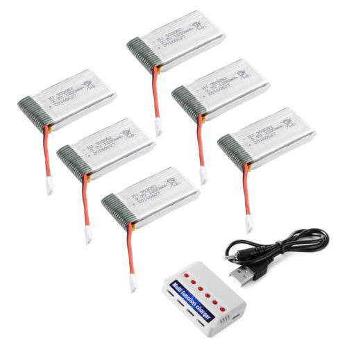 6 X 3.7v 1200mah 25c Lipo Batería + Cargador De 6 Puertos Pa 1