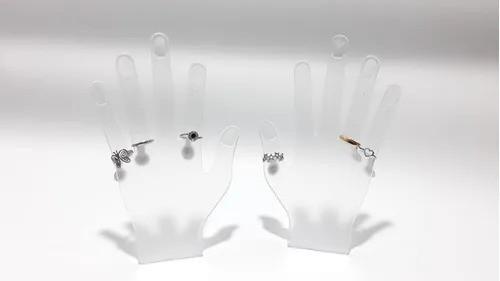 Porta Anillos Manito Exhibidora De Acrílico Transparente 1