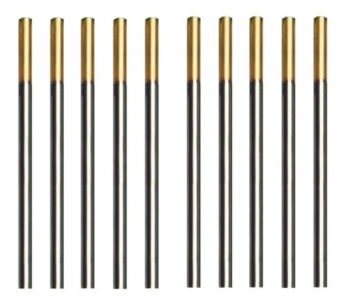 10 Electrodos Tig De Tungsteno Punta Dorada 1,6 Mm X 150 Mm 0