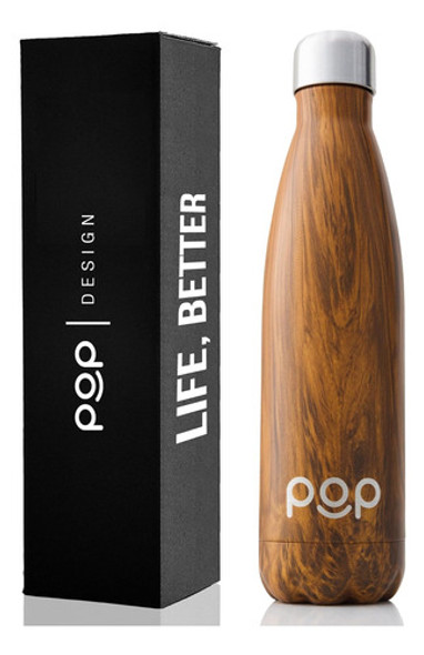 Botella De Acero Inox Color Madera 740ml Con Boca Angosta 1 Botella De Acero Inox Color Madera 740ml Con Boca Angosta 1