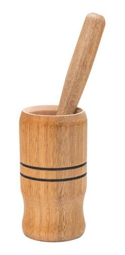 Pilão Bastão Madeira Socar Bater Alho Natural Tempero Fresco 1