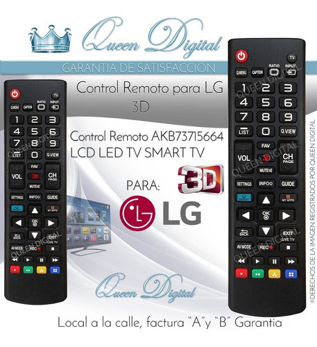Control Remoto Para LG Smart Tv Akb73715664 3d La6200 1