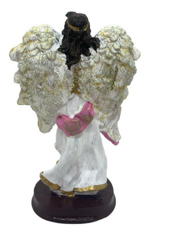 Escultura Anjo Da Guarda 13,50 Cm Cor De Rosa Em Resina 1