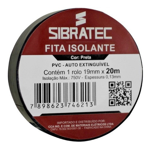 Kit Com 5pçs Fita Isolante Preta 19mm X 20m Sibratec 0