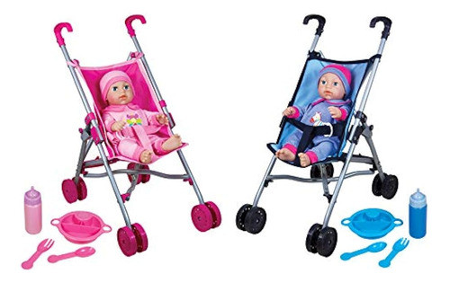 Lissi Paraguas Cochecito Twin Set Con 2 Muñecas 0