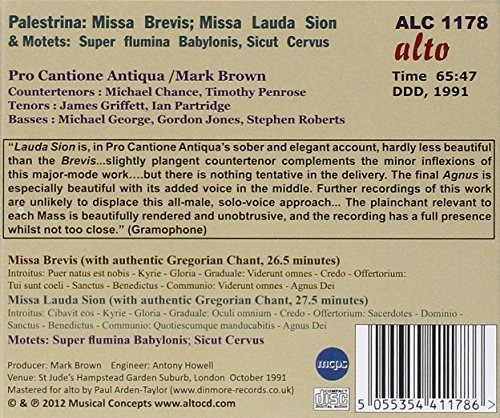 Palestrina / Pro Cantione Antiqua / Brown Missa Brevis / Mis 1