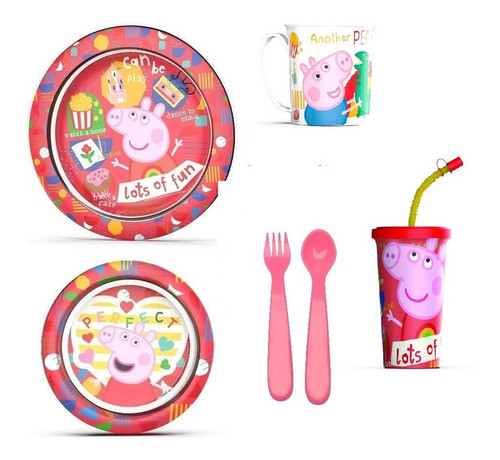 Peppa Pig Set Plato Playo+bowl +vaso Grande+jarro Cubiertos 0