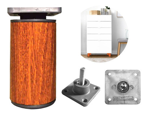 Pata Bajo Mesada Redonda Simil Madera Regulable 150mm 0