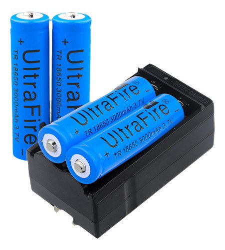 4pc Ultrafire Batería 18650 3.7v 3000mah Li-ion Recargable + 0
