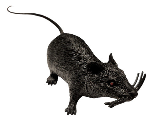 Muñeco Rata Raton Ojos Rojos Mediano Negro 1