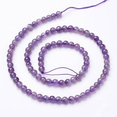 Tira Perlas Piedra Natural Amatista Bolitas 4mm 0