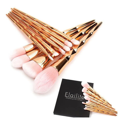 10 Uncs Pinceles De Maquillaje Profesional Unicorn Set Powde 0