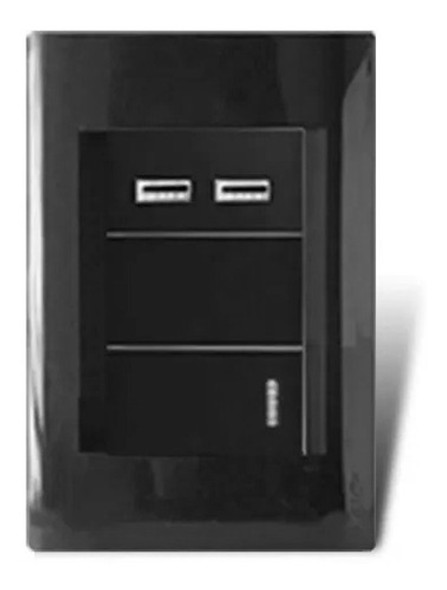 Llave De Luz Kalop Completa Usb Doble Y 1 Punto Color Negro 0