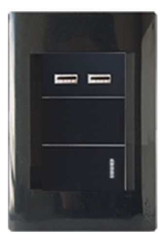 Llave De Luz Kalop Completa Usb Doble Y 1 Punto Color Negro 1