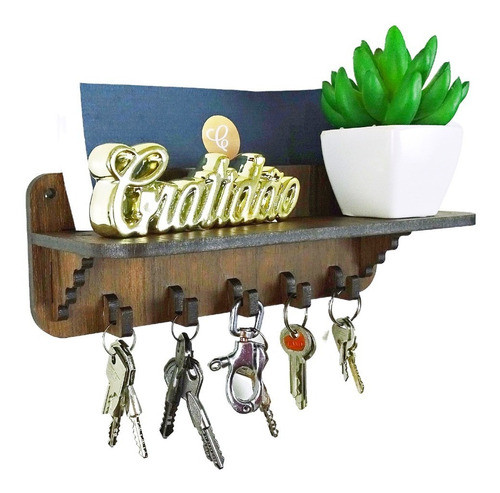 Porta Chave E Carta Correspondência Suporte De Parede Mdf 0