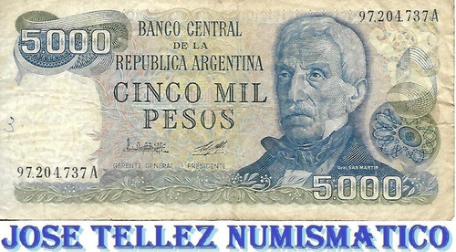 Bottero 2469b 5000 Pesos Ley 18188 R. Verde Fil 2 B+ Palermo 0