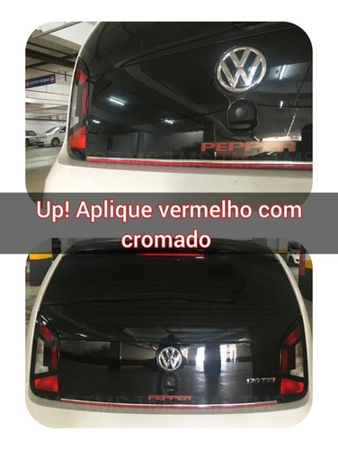 Kit Vermelho Com Cromado Up Tampa Traseira + Detalhe Grade 1
