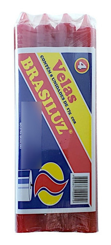 Kit 8 Velas Decorativas Palito Vermelha N4 15cm 17g 0