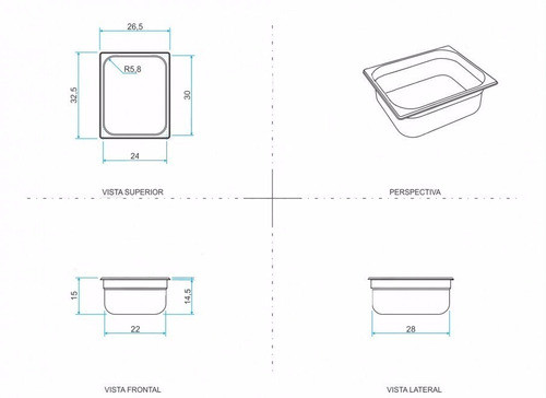 Pct C/6 Tampas Cuba Gn Gastronômica Inox 1/2 Rechaud Buffet 1