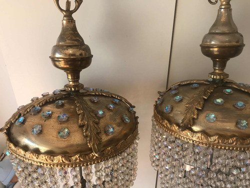 2 Arañas Imperio De Cristal De Roca Y Bronce 1