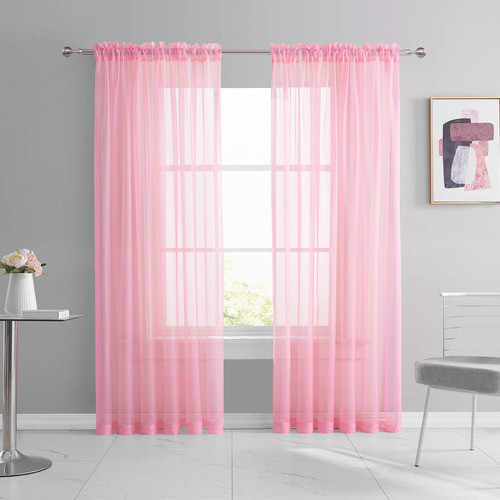 Cortinas Rosa 84  Niñas Habitación - Voile Boda Fiesta Dormi 1