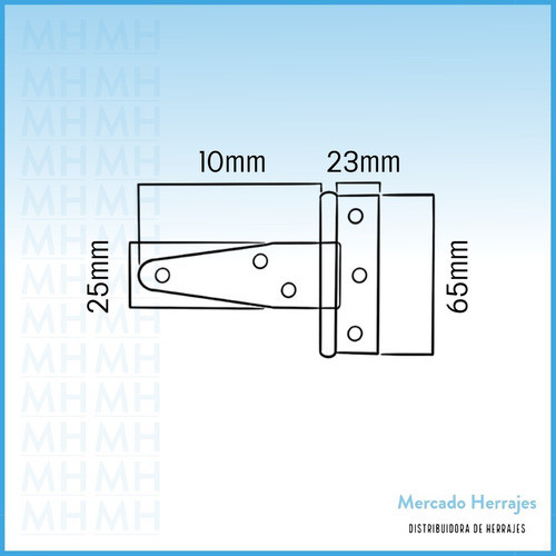 Bisagra Tipo T 10 De Hierro Pulido 4 Pulgadas X 24 Pares 1