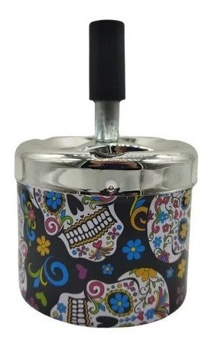 2 Cinzeiros Metal Com Reservatório Giratório Round Temas 0